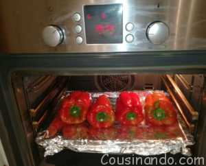 pimientos rojos en el horno