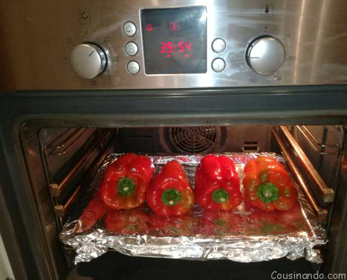 pimientos rojos en el horno