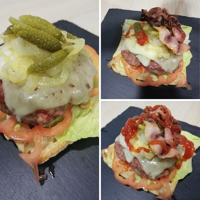 Hamburguesas con ingredientes variados