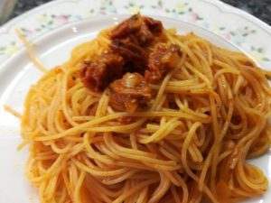 pasta con chorizo