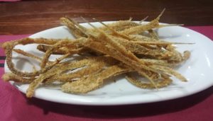 fritura de espinas de boqueron