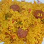 arroz amarillo con chorizo y jamón